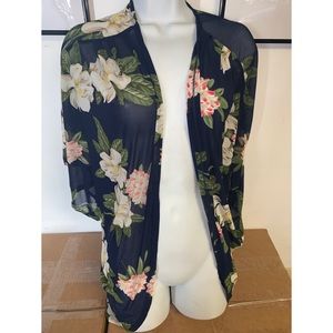 Cute Floral Blue Kimono S